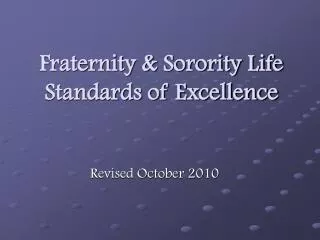 Fraternity &amp; Sorority Life Standards of Excellence