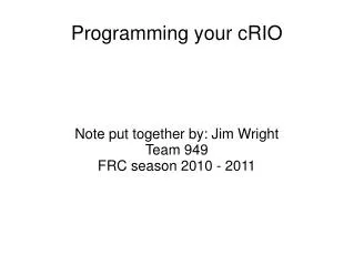Programming your cRIO