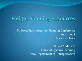 Freight Planning Resources