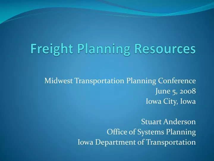 freight planning resources