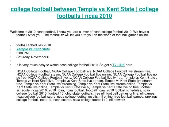 college football between temple vs kent state college footballs ncaa 2010