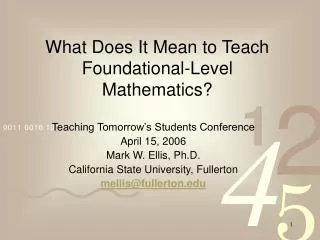 What Does It Mean to Teach Foundational-Level Mathematics?