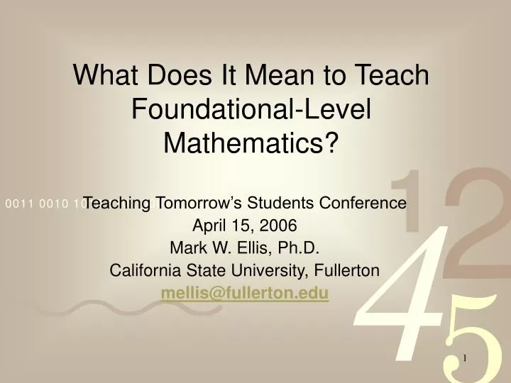 what does it mean to teach foundational level mathematics
