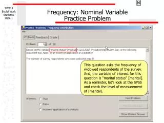 Frequency: Nominal Variable Practice Problem