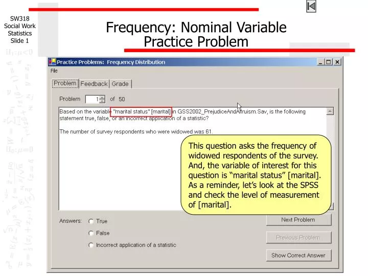 frequency nominal variable practice problem