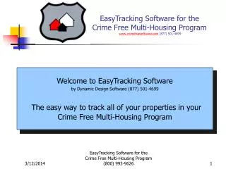 EasyTracking Software for the Crime Free Multi-Housing Program crimefreesoftware (877) 501-4699