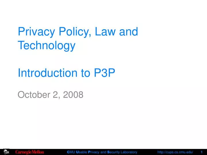 privacy policy law and technology introduction to p3p