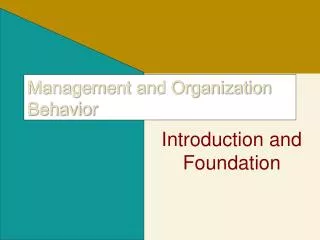 Management and Organization Behavior