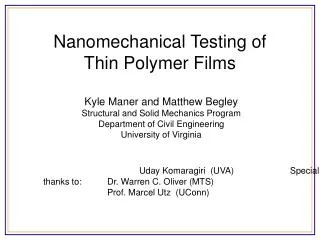 Nanomechanical Testing of Thin Polymer Films