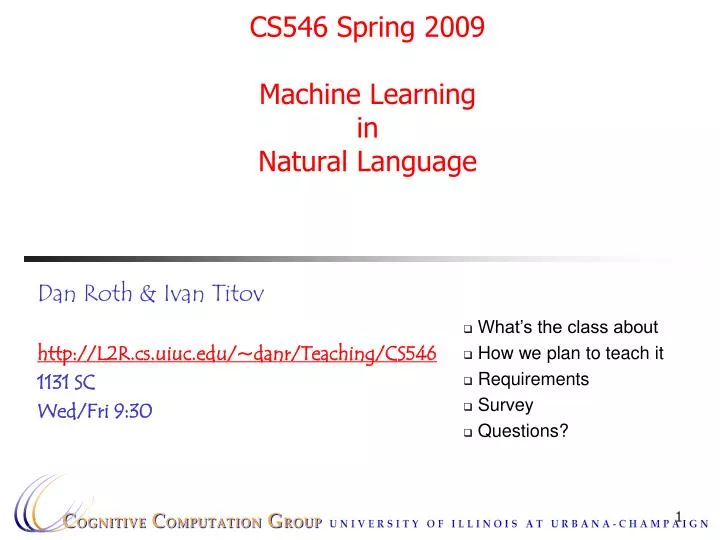 cs546 spring 2009 machine learning in natural language