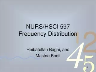 NURS/HSCI 597 Frequency Distribution