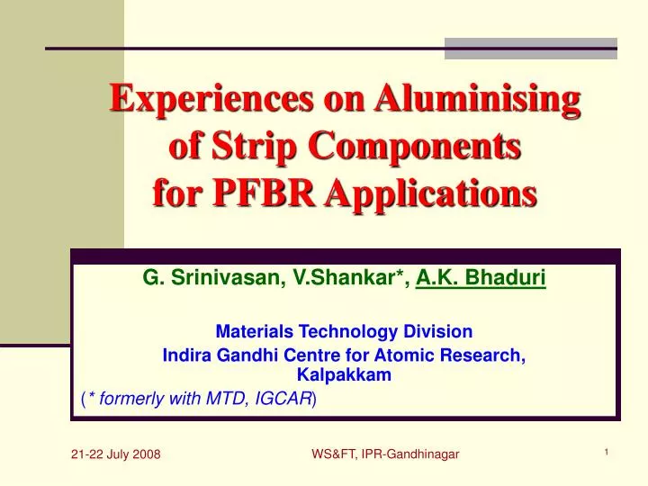 experiences on aluminising of strip components for pfbr applications