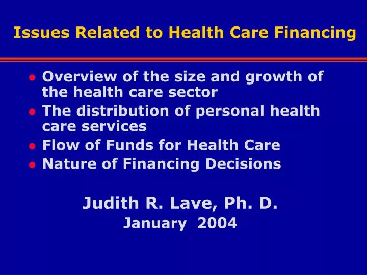 issues related to health care financing