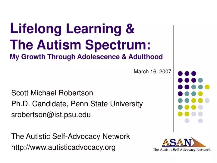 l ifelong learning the autism spectrum my growth through adolescence adulthood