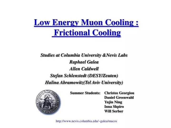 low energy muon cooling frictional cooling