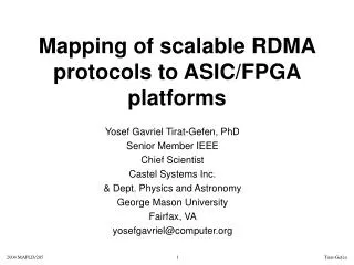 Mapping of scalable RDMA protocols to ASIC/FPGA platforms