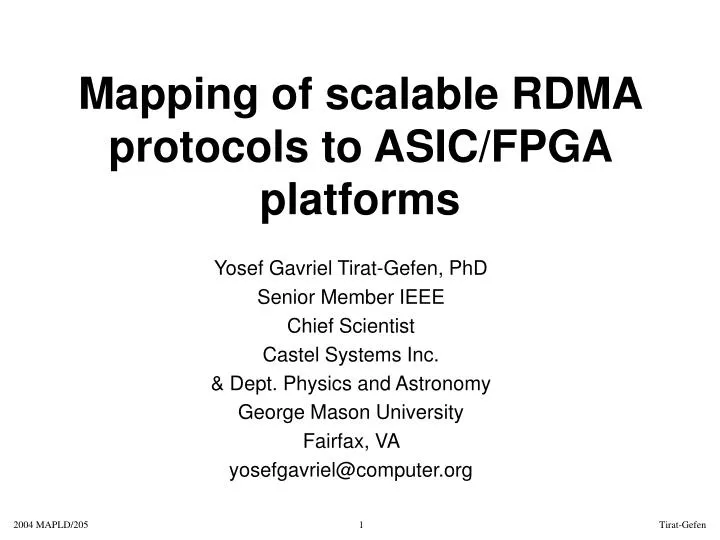 mapping of scalable rdma protocols to asic fpga platforms