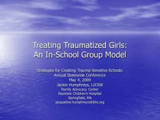 Treating Traumatized Girls: An In-School Group Model