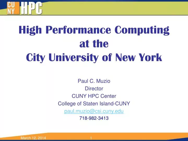 high performance computing at the city university of new york