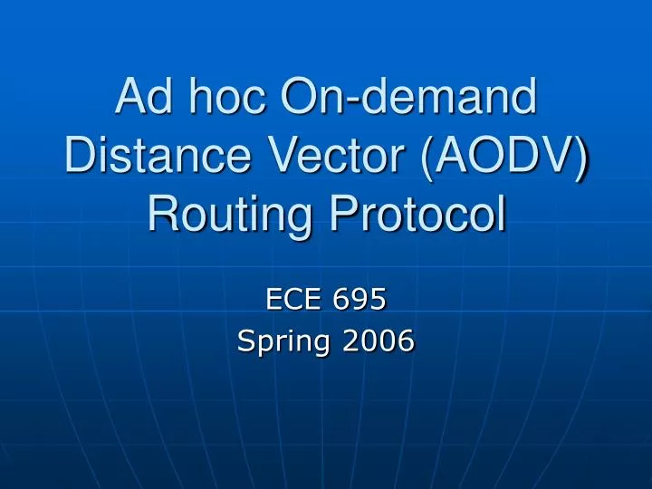 ad hoc on demand distance vector aodv routing protocol