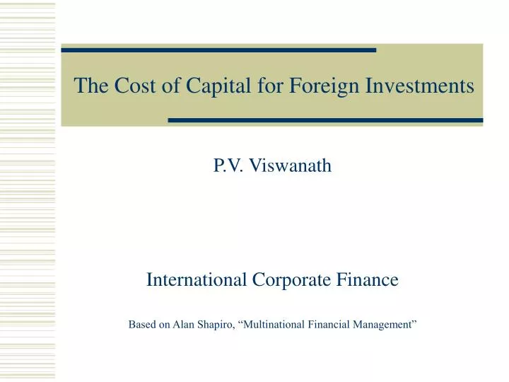 the cost of capital for foreign investments