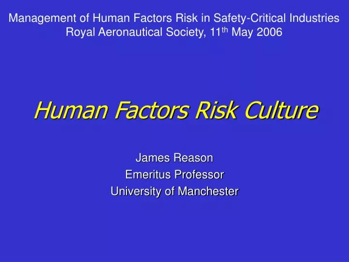 human factors risk culture