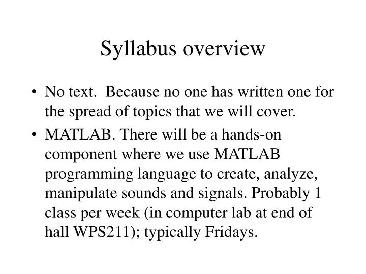 syllabus overview