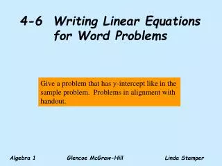 4-6 Writing Linear Equations for Word Problems