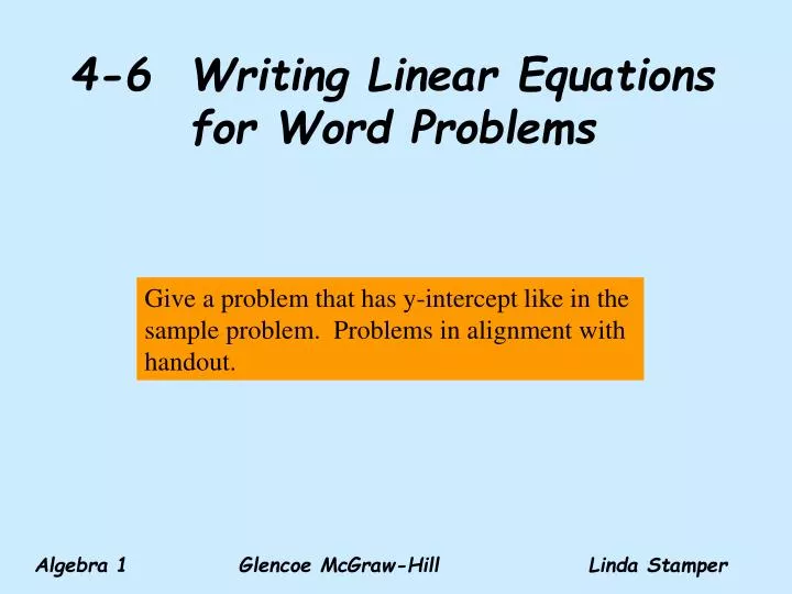 4 6 writing linear equations for word problems
