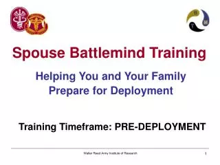 Helping You and Your Family Prepare for Deployment Training Timeframe: PRE-DEPLOYMENT