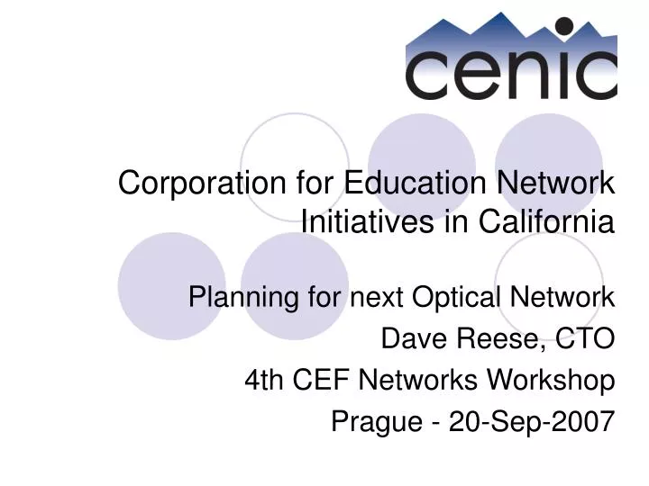 corporation for education network initiatives in california