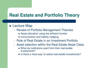 Real Estate and Portfolio Theory