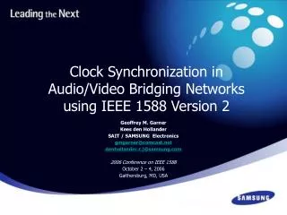 Clock Synchronization in Audio/Video Bridging Networks using IEEE 1588 Version 2