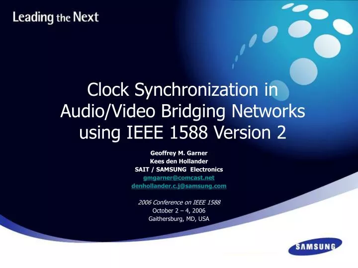 clock synchronization in audio video bridging networks using ieee 1588 version 2