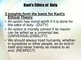 Kant’s Ethics of Duty
