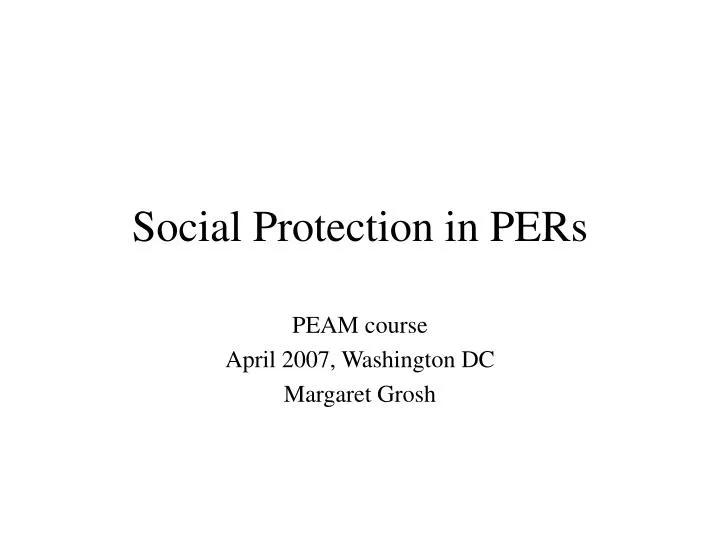 social protection in pers