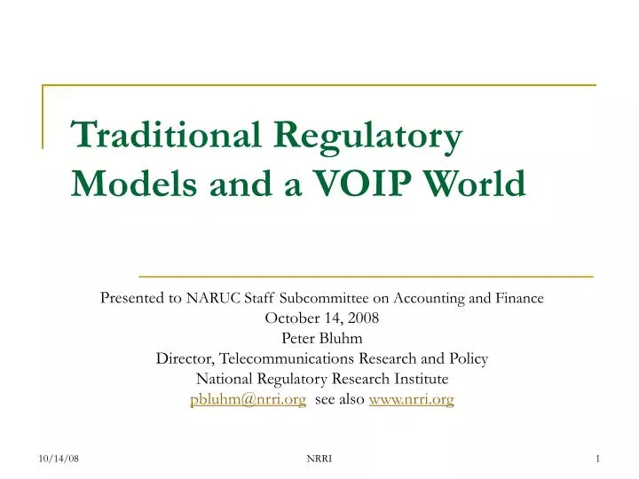 traditional regulatory models and a voip world