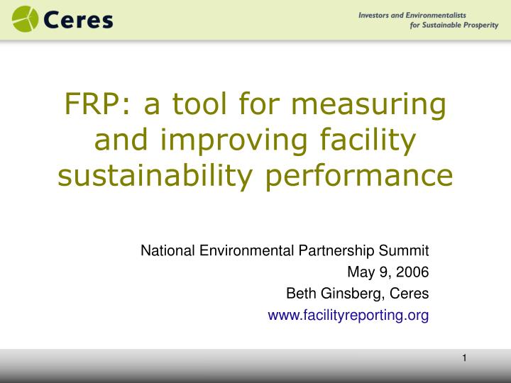 frp a tool for measuring and improving facility sustainability performance