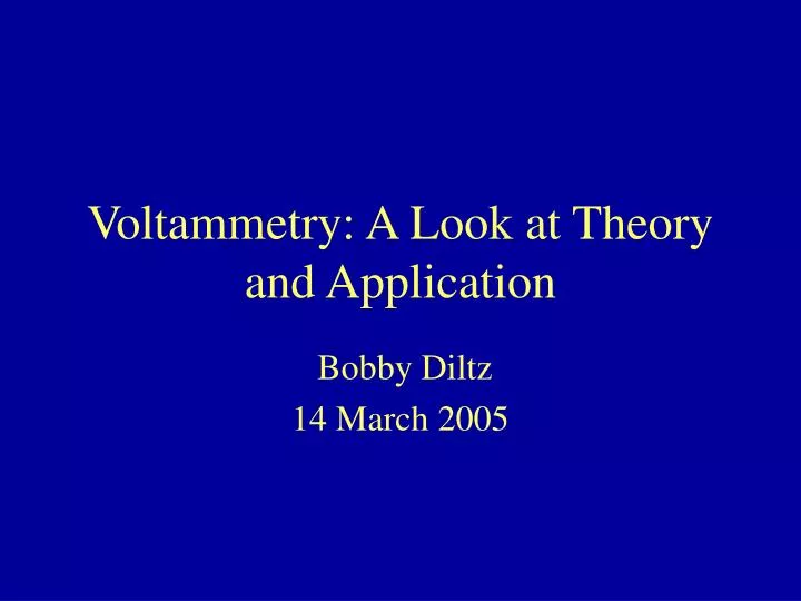 voltammetry a look at theory and application
