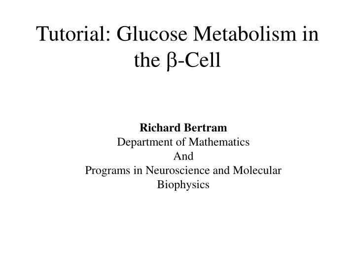 tutorial glucose metabolism in the b cell