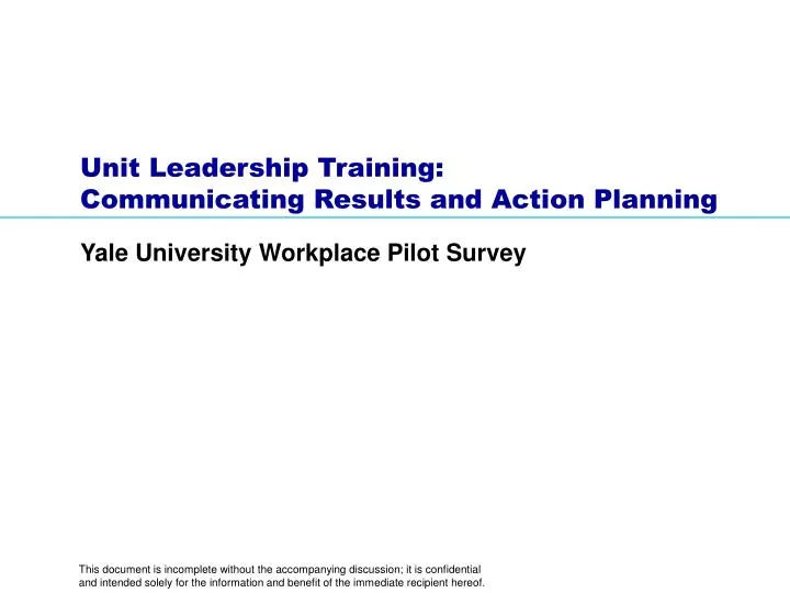 unit leadership training communicating results and action planning