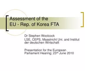 Assessment of the EU - Rep. of Korea FTA