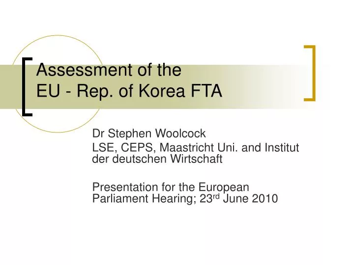assessment of the eu rep of korea fta