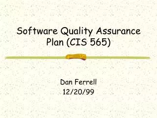 Software Quality Assurance Plan (CIS 565)