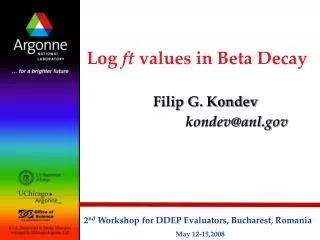 Log ft values in Beta Decay