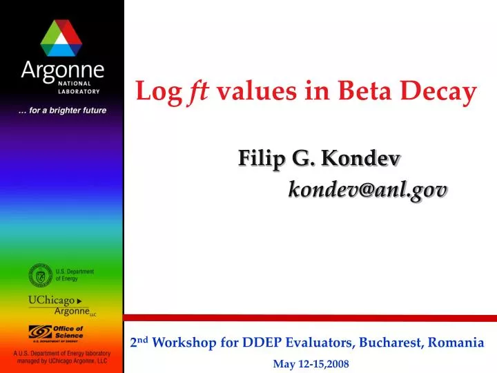 log ft values in beta decay