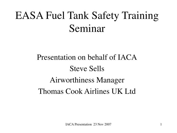 easa fuel tank safety training seminar