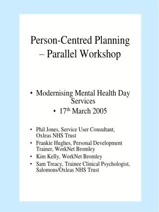 Person-Centred Planning (PCP)