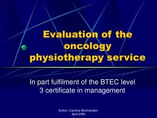 Evaluation of the oncology physiotherapy service
