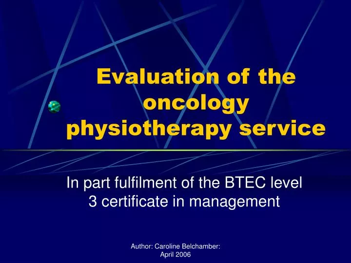 evaluation of the oncology physiotherapy service